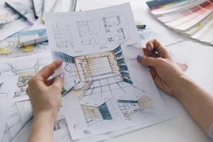 Bathroom designer with a design they drew