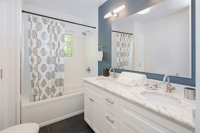 White shower with tub-shower combo