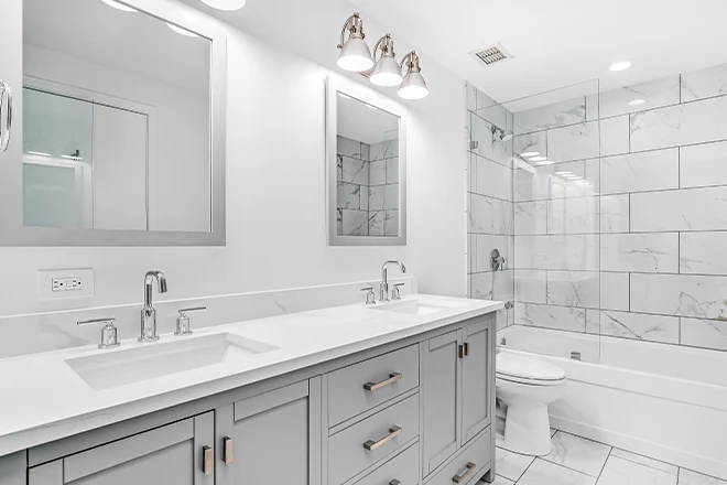 Bathroom remodeling ideas such as his and her vanity and shower