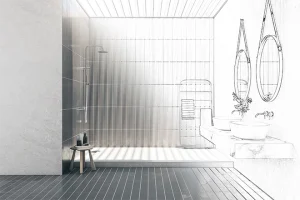 Bathroom drawing and real life