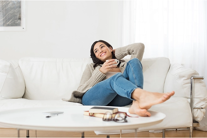 Relaxing on couch