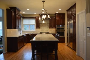 Remodeled kitchen after adding a kitchen island