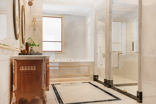 Modern bathroom design ideas with neutral color palettes and nice lighting and fixtures